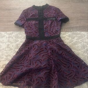 Self-Portrait Purple and Black Lace Dress